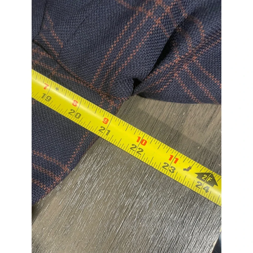 Stafford Navy Blue Plaid Sport Coat Slim Fit 100% Wool Blazer 44L